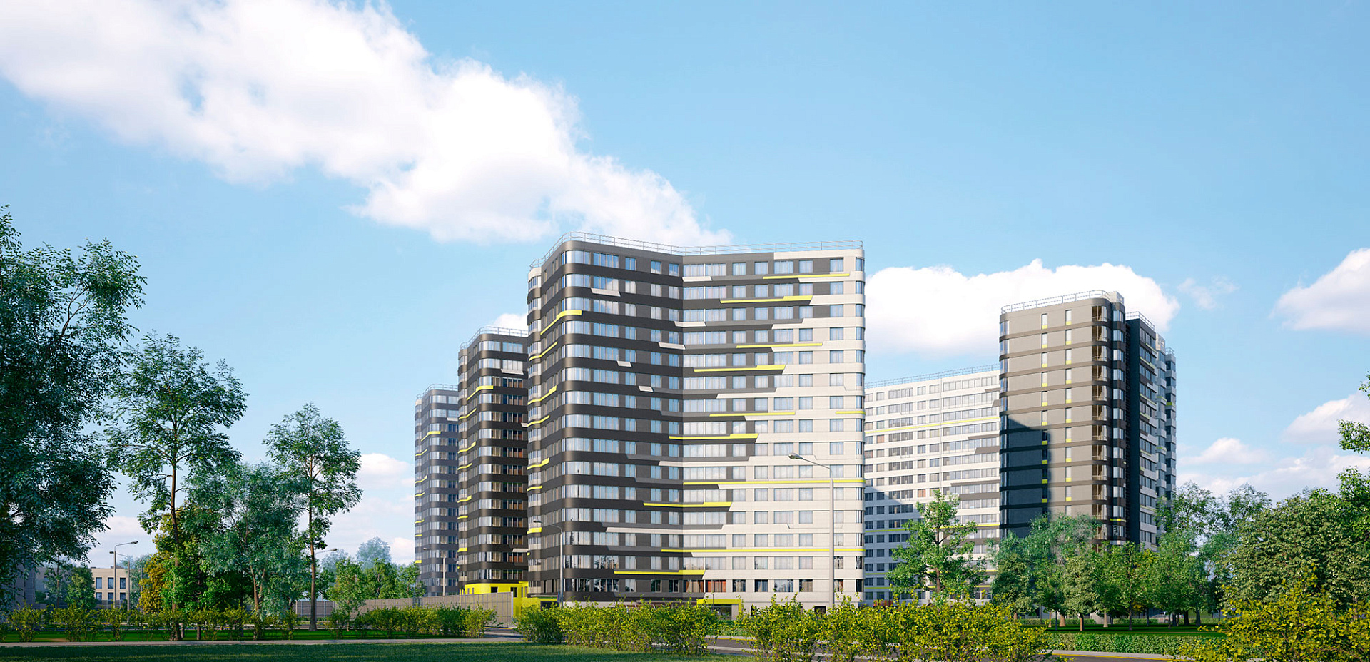 Вид на ЖК со стороны проспекта Маршала Тухачевского